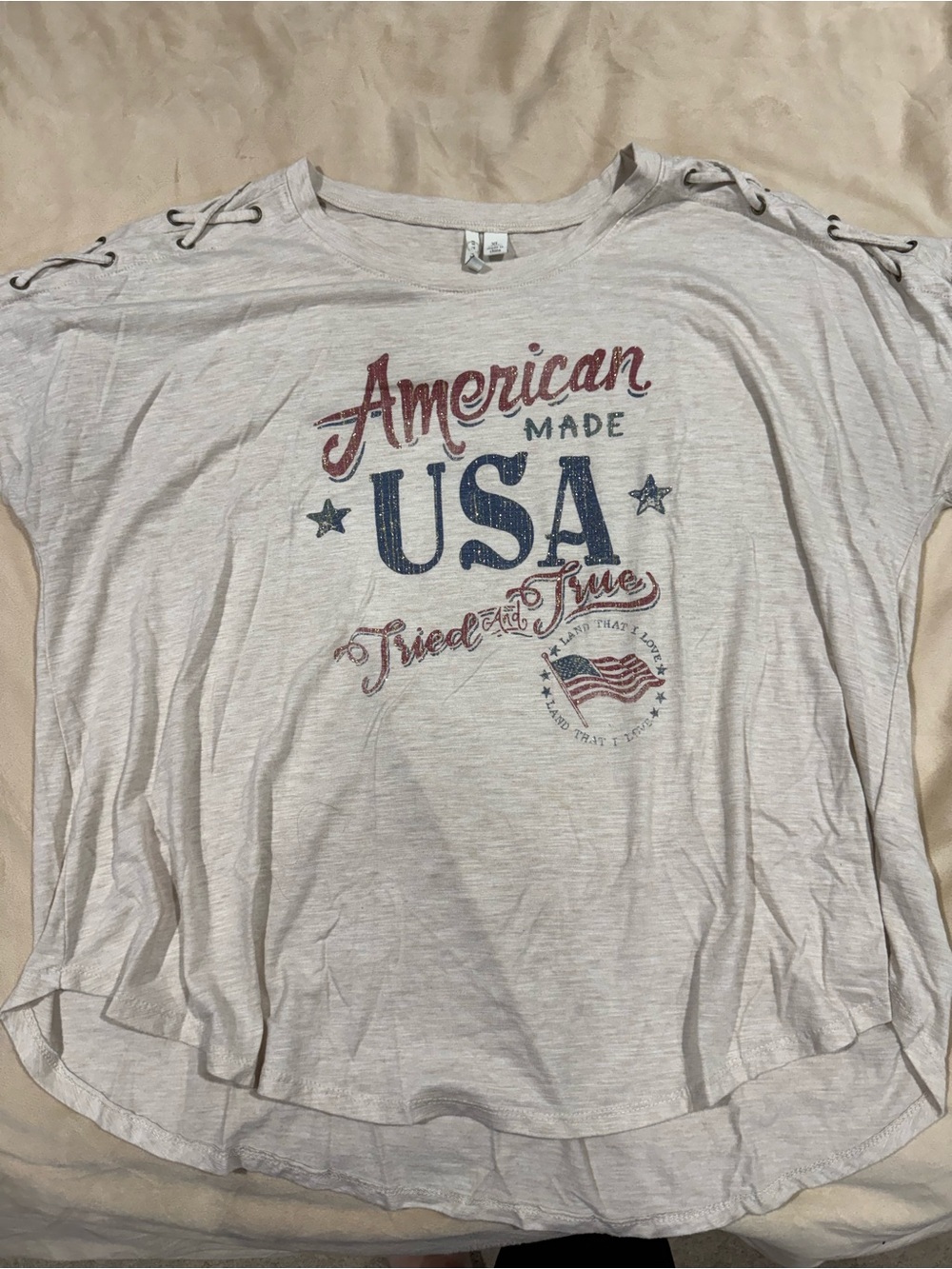USA string shoulder style tshirt